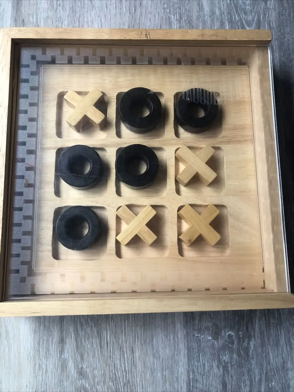 Woodfield Collection Tic Tac Toe Set Wooden 2002 With Clear Case . Used vintage